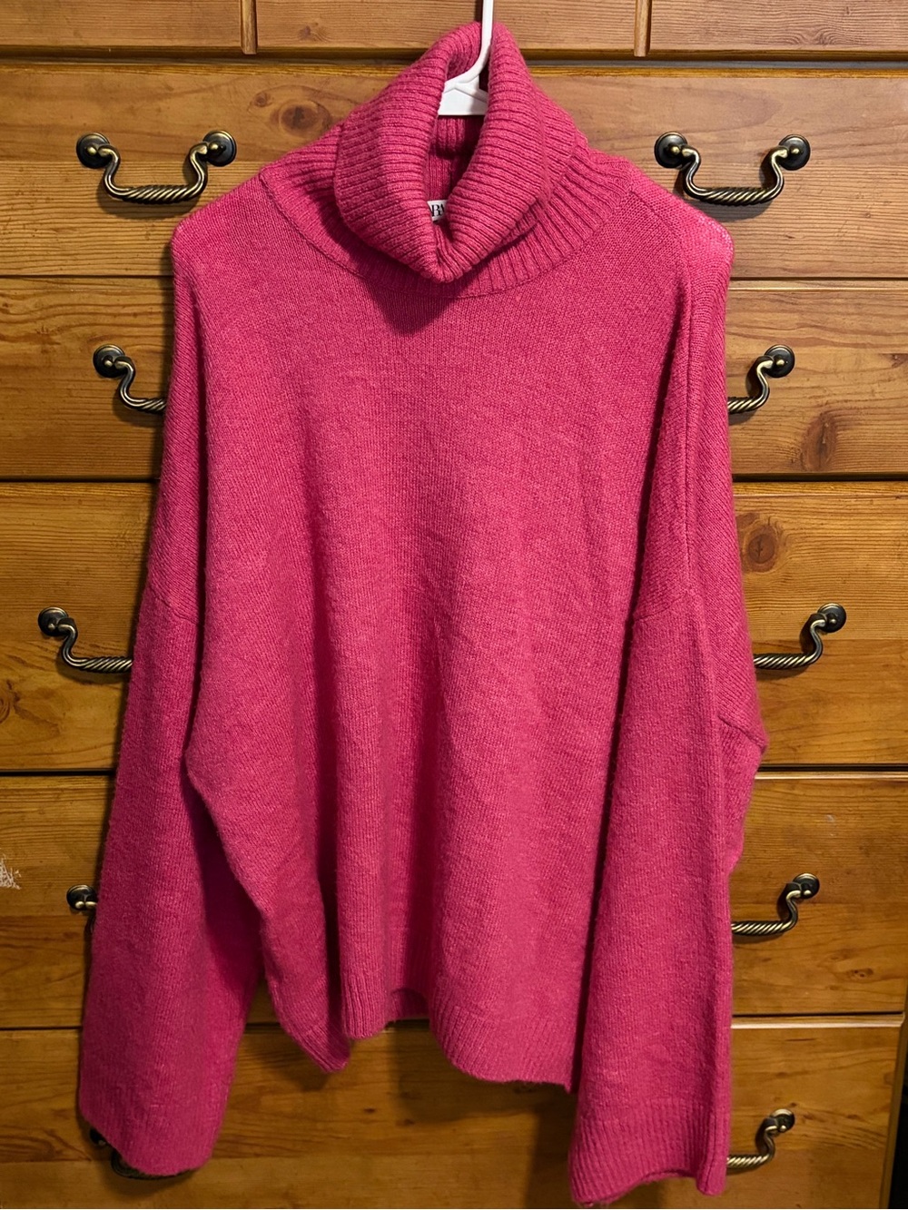 Zara Hot Pink Cowl Neck Oversized Knit Sweater